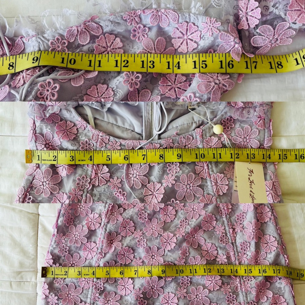 SOLD FOR LOVE & LEMONS Amalie Purple Floral Lace Cut Out NWT Mini Dress M - Picture 15 of 16